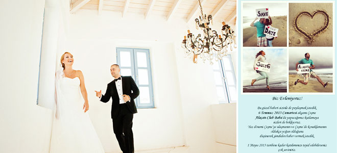 Romantik mekanlarda düğün
fotoğrafları, orijinal davetiye örneği