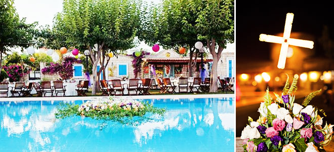 Havuz başı düğün mekanı ve süsleme
örneği