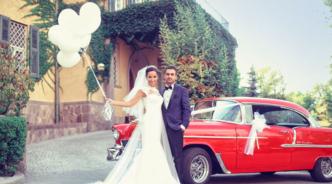 vintage düğün arabası