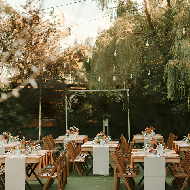 Beyaz bahçe kır düğünü