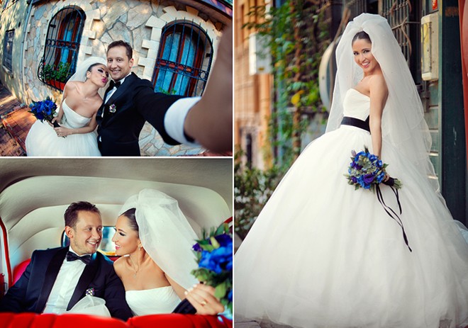 Gelin ve damadın arabada ve mekanda
çekilmiş düğün fotoğrafları