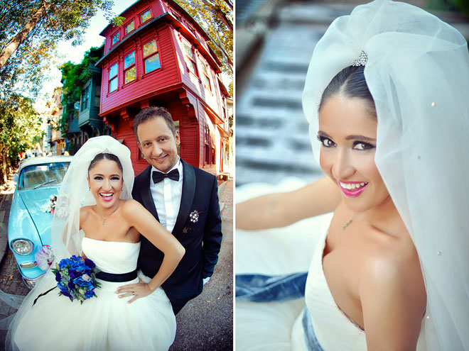 Gelin ve damadın düğün pozları