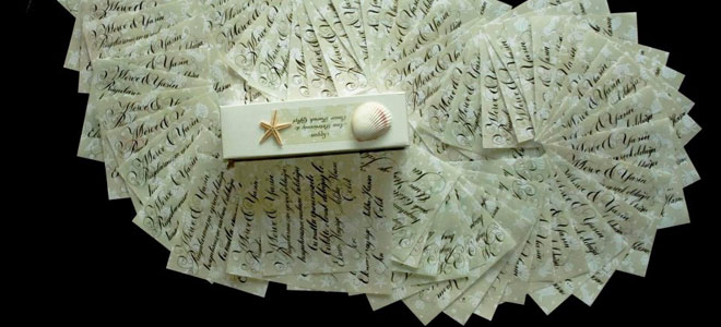 davetiyede kaligrafi