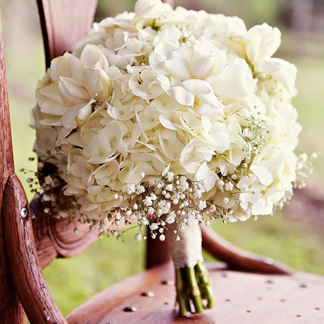 Beyaz Ortanca Gelin Buketi