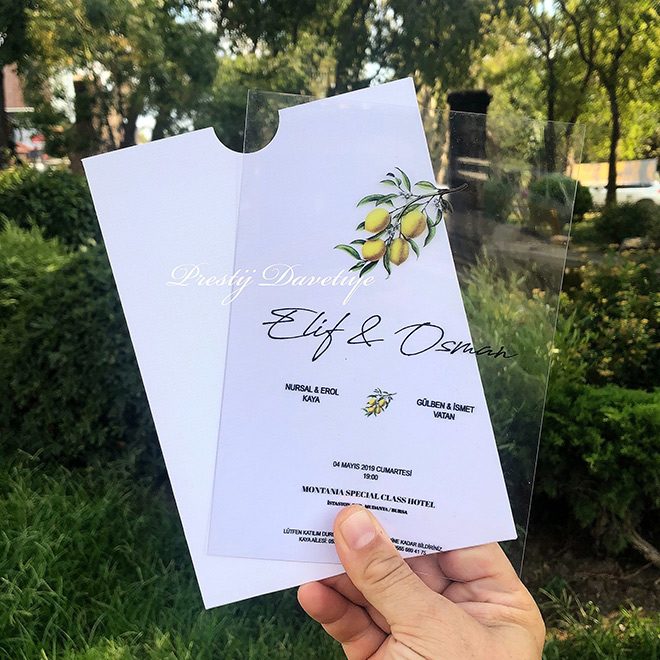 şeffaf düğün davetiyesi