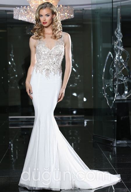 İllüzyon Yaka Gelinlik Modeli