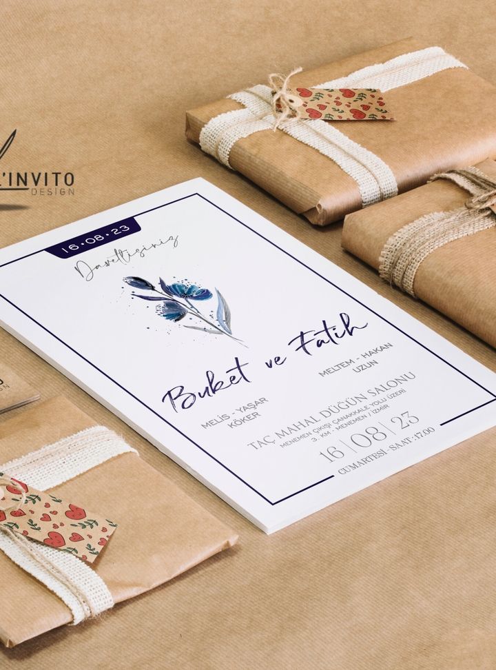 Vintage Zarflı Davetiye