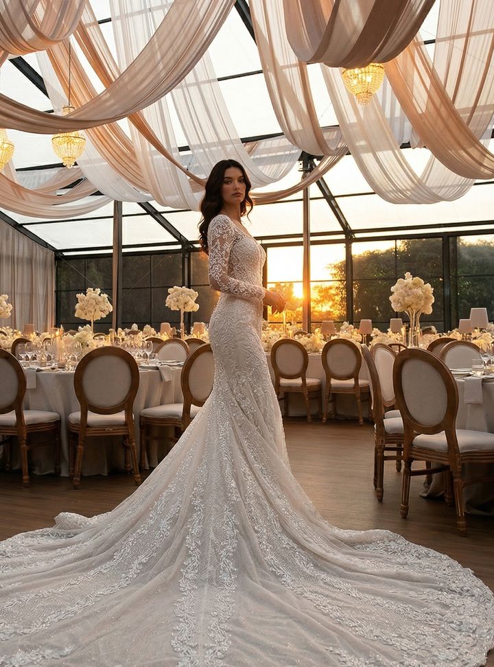 KGT-3332-25 Balık Kesim Tarlatansız Sırt Dekolteli Gelinlik