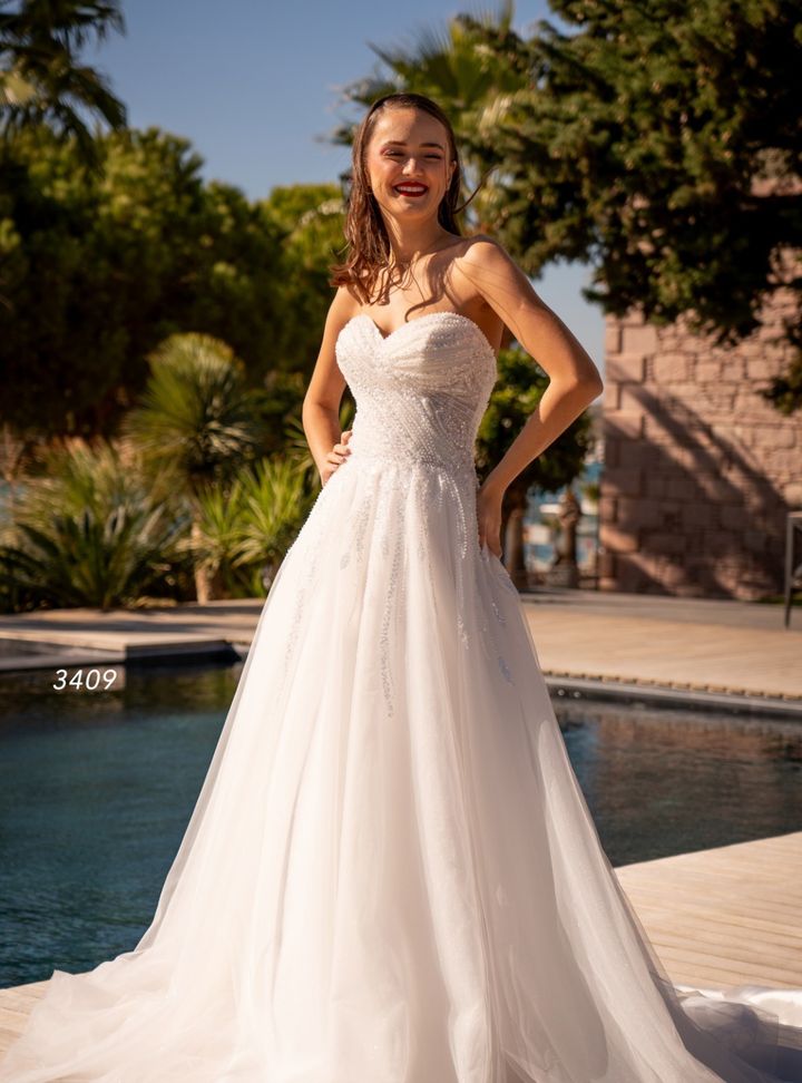 Straplez A Kesim Gelinlik