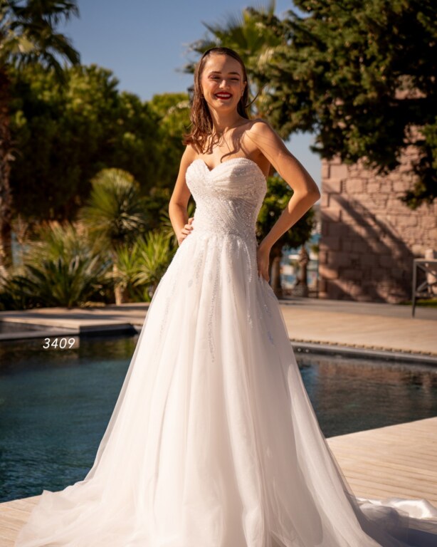 Straplez A Kesim Gelinlik