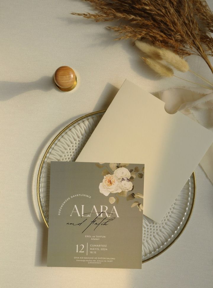 Renkli Baskı Kare Davetiye 