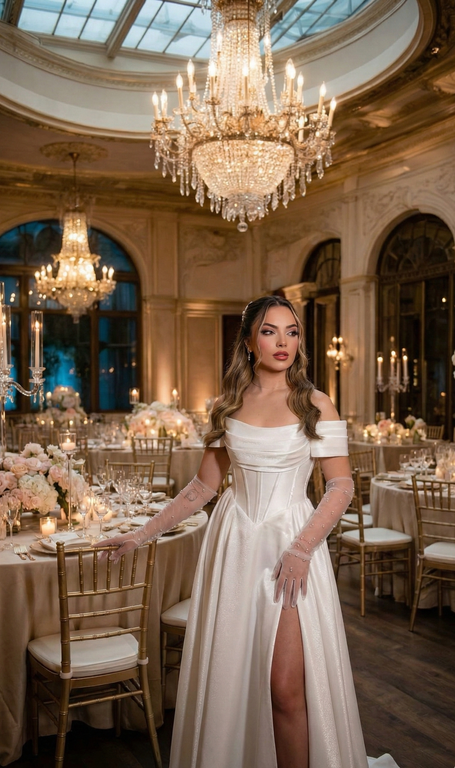 ZGG-3382-25 A Kesim Tarlatansız Düşük Omuz Gelinlik 2