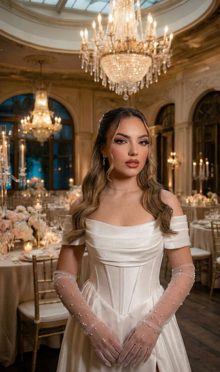 ZGG-3382-25 A Kesim Tarlatansız Düşük Omuz Gelinlik 4