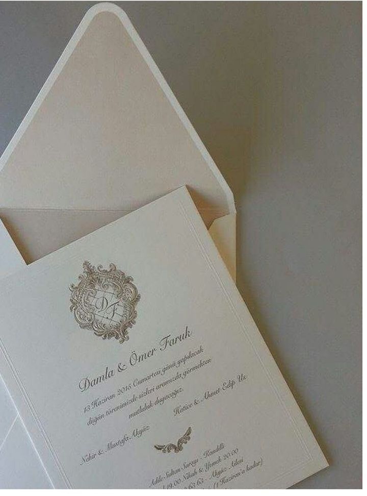 Krem Rengi Vintage Davetiye Modeli