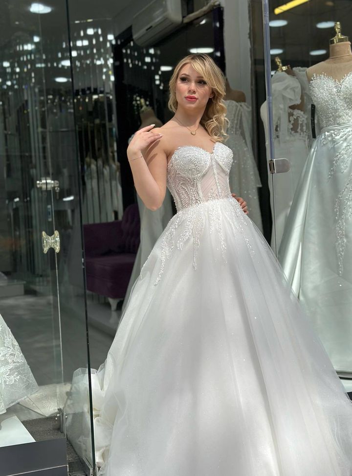 Straplez A Kesim Gelinlik