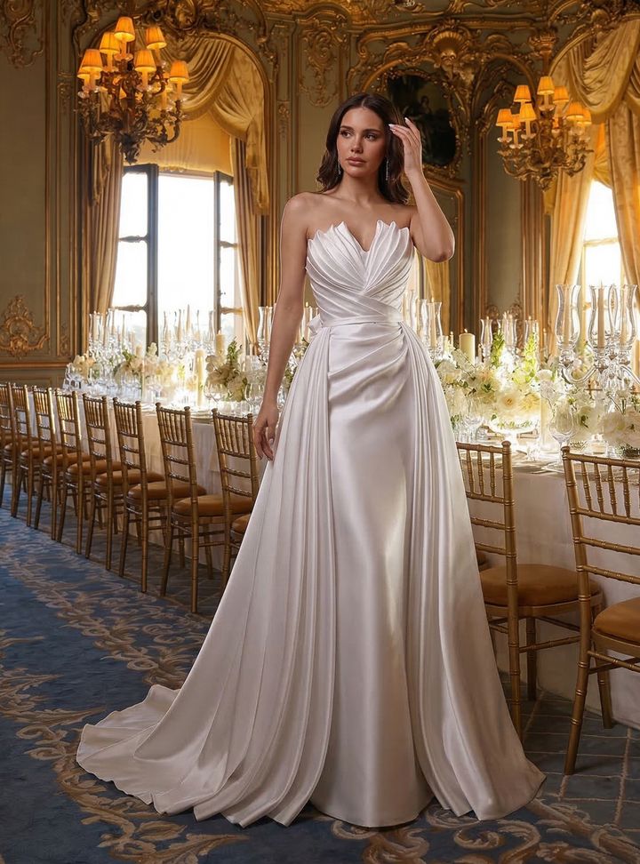 İMU-333-25 Balık Kesim Tarlatansız Sırt Dekolteli Gelinlik