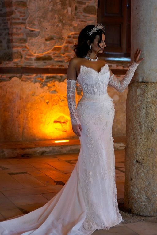 Balık ithal dantel gelinlik 