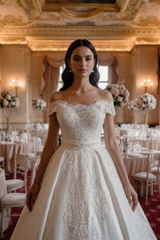 MLME-5-25 A Kesim Sırt Dekolteli Düşük Omuz Gelinlik 3