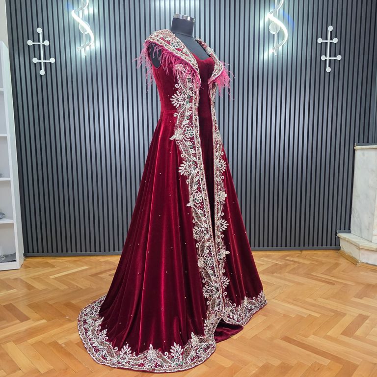 KADİFE TAŞ İŞLEMELİ KAFTAN - 2