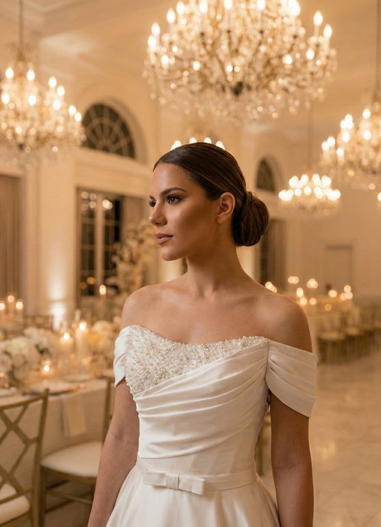 LBM-102-25 A Kesim Sırt Dekolteli Düşük Omuz Gelinlik 4