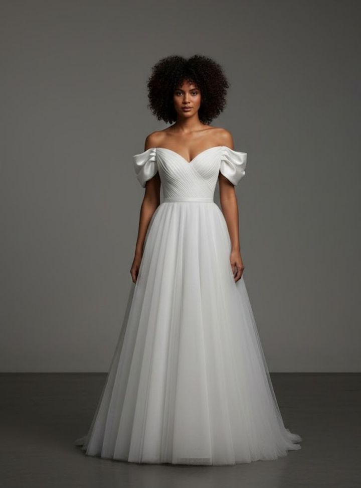 Drapeli Karpuz Kol Gelinlik