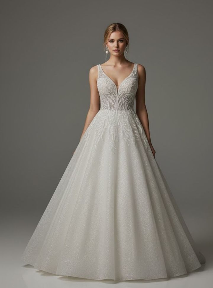 The Atelier Daphne - 2-25 A Kesim Sırt Dekolteli V Yaka Gelinlik