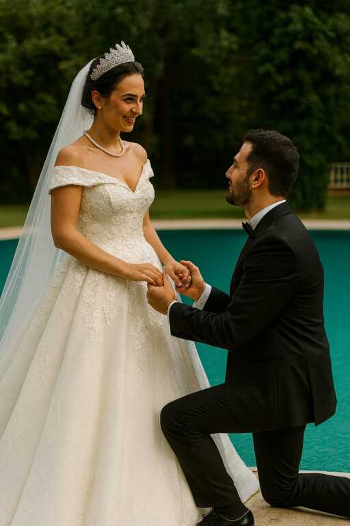 Mandona Yaka Pileli Büyük Beden Gelinlik - 2