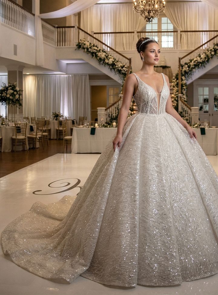 BM 3-25 Sırt Dekolteli Kaburga V Yaka Gelinlik