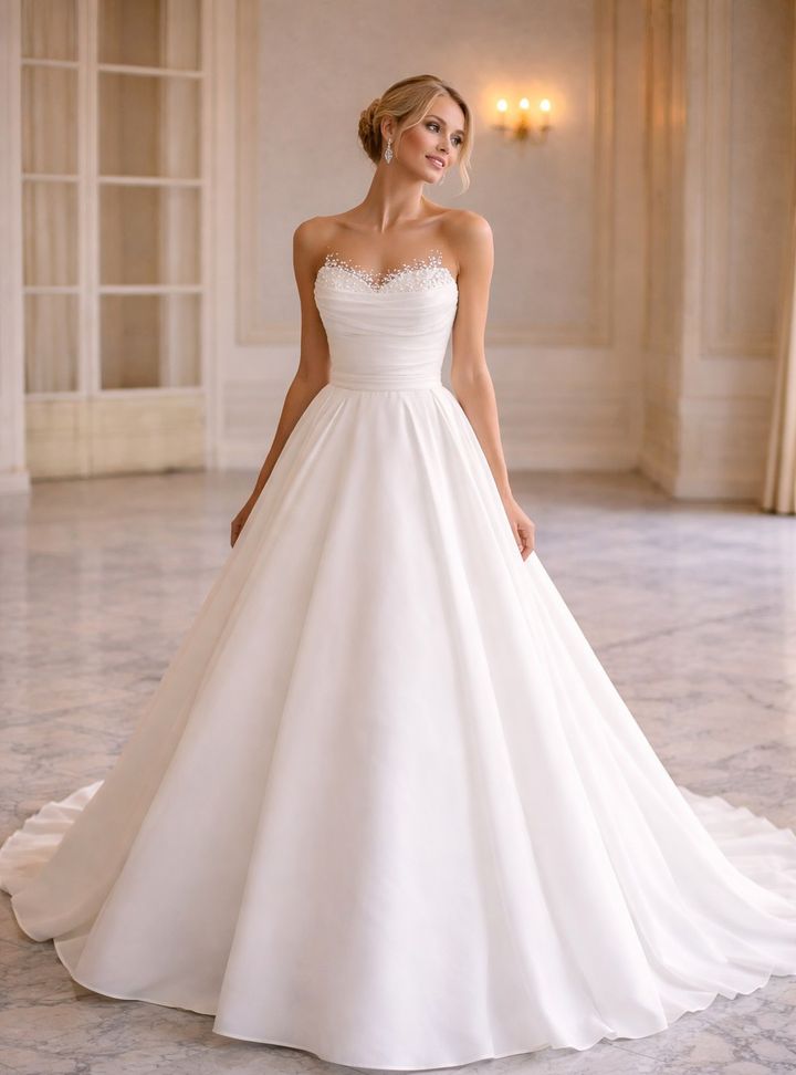 Sırt Dekolteli A Kesim Gelinlik