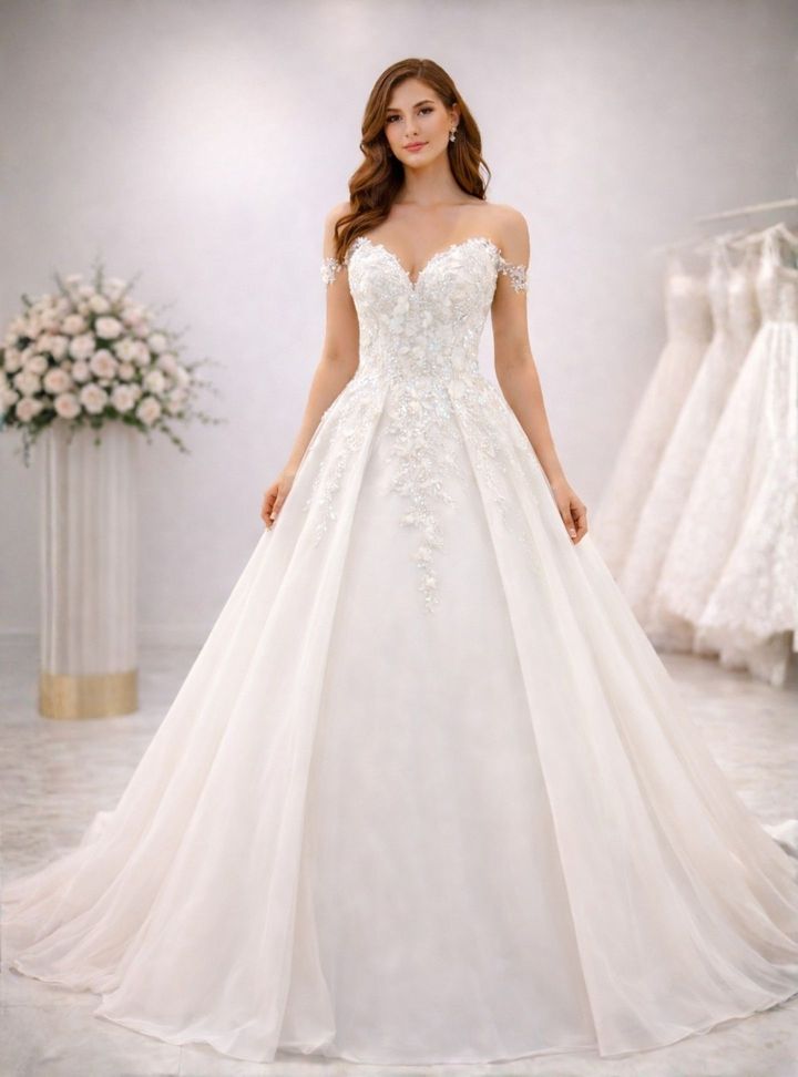 Romantik Dantel İşlemeli Prenses Gelinlik