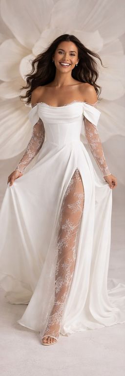 Romantik Helen Gelinlik  A Kesim Helen Sırt Dekolteli Gelinlik 2