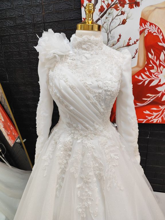 Drape Detaylı Helen Gelinlik Helen Prenses Kesim Dekoltesiz Gelinlik 2