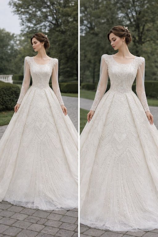 Leyla Prenses Gelinlik Prenses Kesim Sırt Dekolteli Dekoltesiz Gelinlik 2