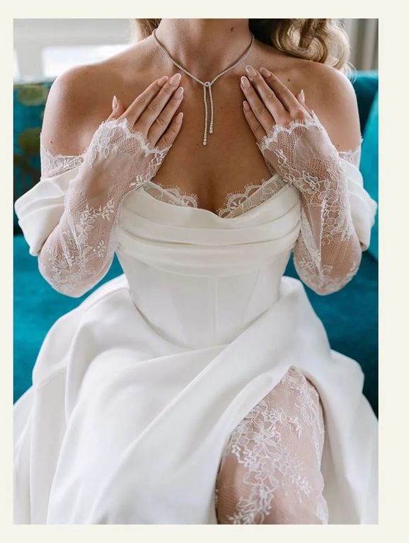 Romantik Helen Gelinlik  A Kesim Helen Sırt Dekolteli Gelinlik 5