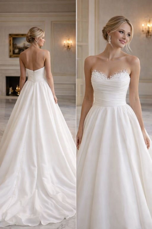 Sırt Dekolteli A Kesim Gelinlik A Kesim Straplez Sırt Dekolteli Gelinlik 3