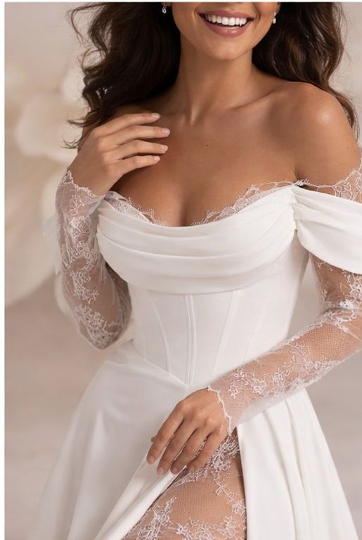 Romantik Helen Gelinlik  A Kesim Helen Sırt Dekolteli Gelinlik 3