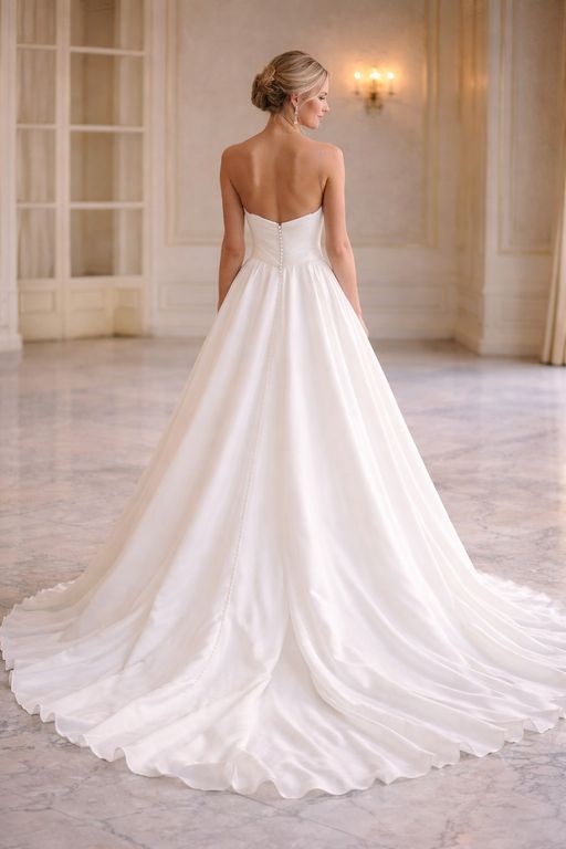 Sırt Dekolteli A Kesim Gelinlik A Kesim Straplez Sırt Dekolteli Gelinlik 2