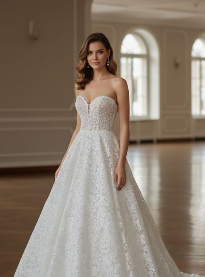 DW-2 A Kesim Straplez Sırt Dekolteli Gelinlik