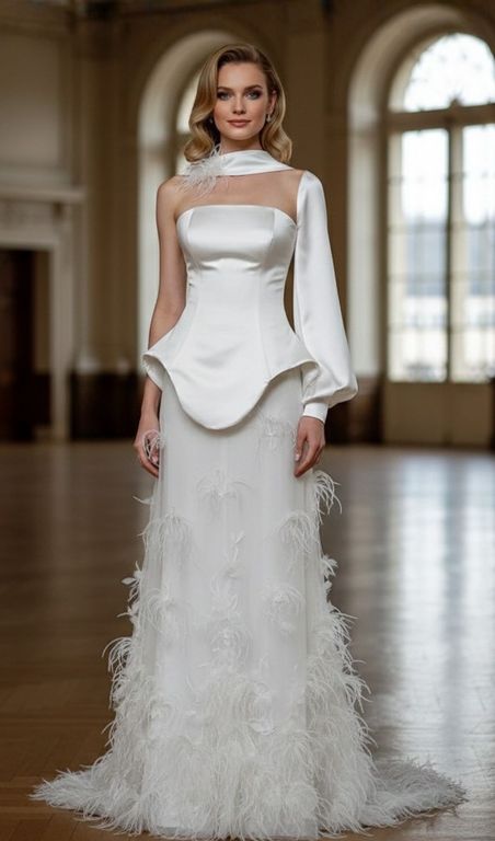 DW-1 Straplez Modern Dekoltesiz Gelinlik