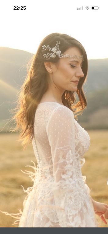 Kapuçino Otriş Tüylü Helen A Kesim Bohem Helen Gelinlik 4