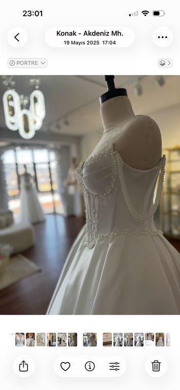 Saten Korseli Gelinlik  A Kesim Modern Göğüs Dekolteli Gelinlik 2