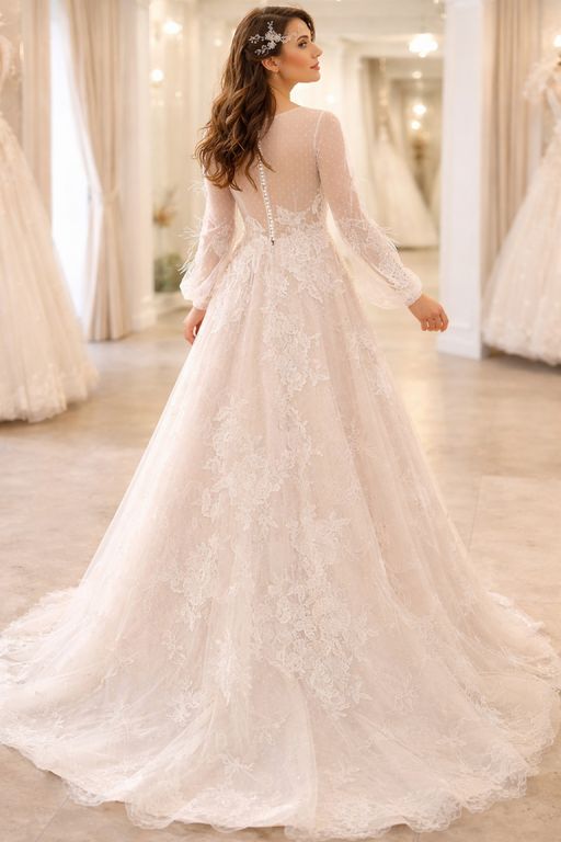 Kapuçino Otriş Tüylü Helen A Kesim Bohem Helen Gelinlik 3