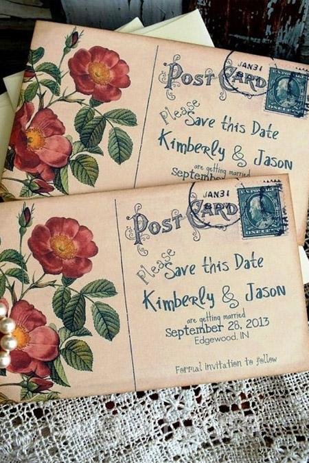 Kartpostal Retro Davetiye