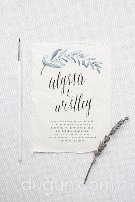 Sade Floral Düğün Davetiyesi