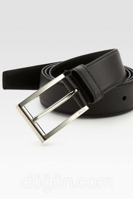 Siyah Saffiano Deri Damat Kemeri