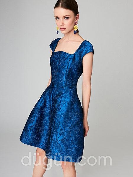 Kare Yaka Kısa Abiye Elbise