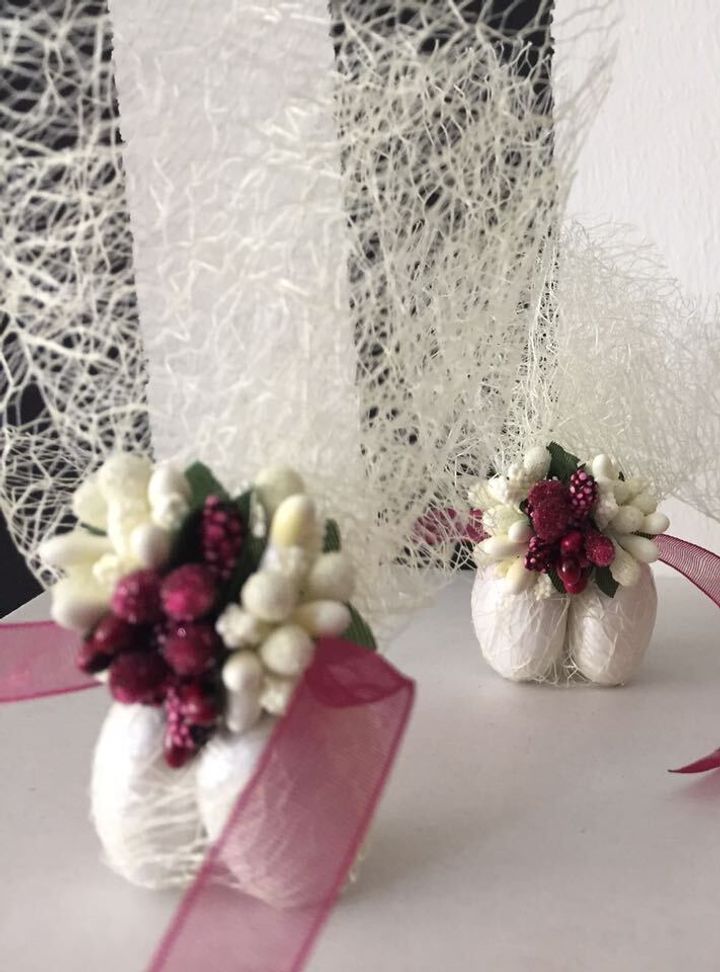 Tül Detaylı Çiçekli Nikah Şekeri