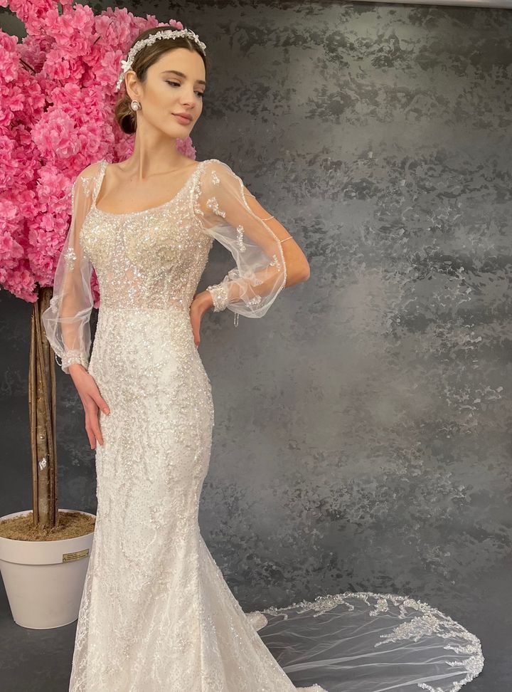 Balon Kol Balık Gelinlik