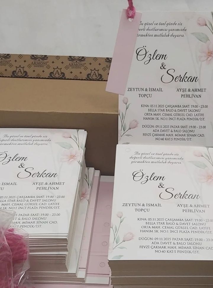 DB-23-25 Düğün Çiçekli Söz - Nişan Davetiye