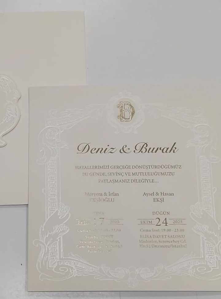 DB-27-25 Altın Varaklı Kına Söz - Nişan Davetiye
